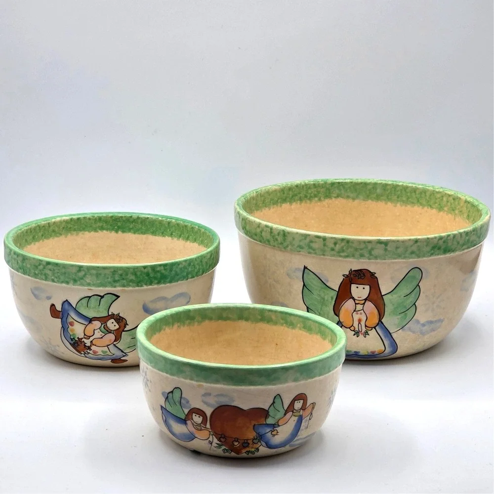 Vintage Angel Stacking Nesting‎ Sponge Bowls Set of 3 Vital Unit